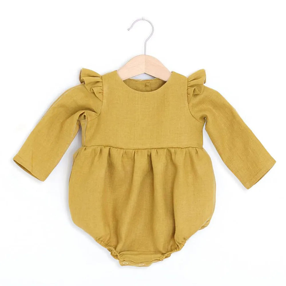 Baby Girl Romper - Soft Cotton Long Sleeve Floral Infant Bodysuits For 0-2 Years - ZOOMNSTORE