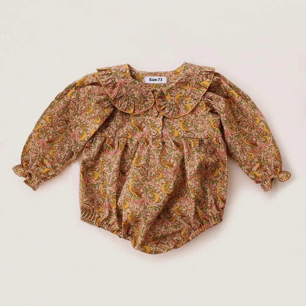 Baby Girl Romper - Soft Cotton Long Sleeve Floral Infant Bodysuits For 0-2 Years - ZOOMNSTORE