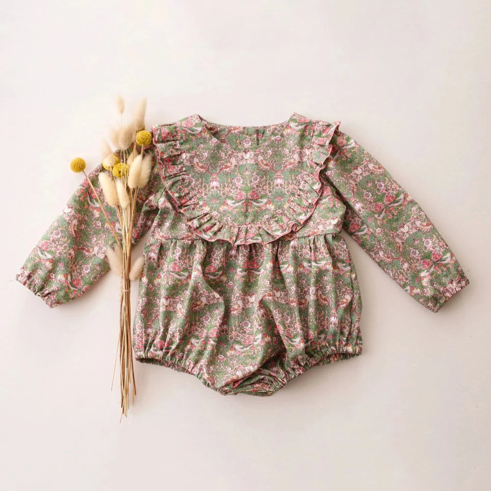 Baby Girl Romper - Soft Cotton Long Sleeve Floral Infant Bodysuits For 0-2 Years - ZOOMNSTORE
