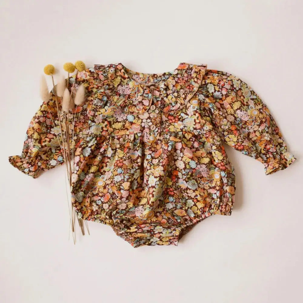 Baby Girl Romper - Soft Cotton Long Sleeve Floral Infant Bodysuits For 0-2 Years - ZOOMNSTORE