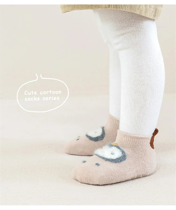 0-5Years Winter Thick Terry Cotton Baby Girl Sock with Rubber Soles Infant Animal Funny Sock Newborn Baby Indoor Floor Socks New - ZOOMNSTORE