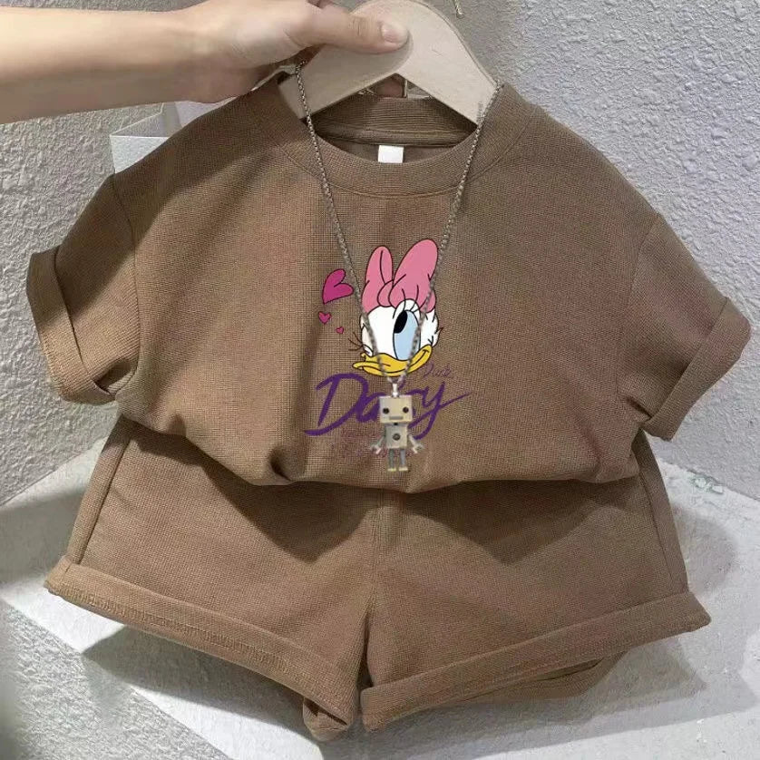 Disney Baby Girls Summer Outfit - Printed T-Shirt  Shorts Set - ZOOMNSTORE