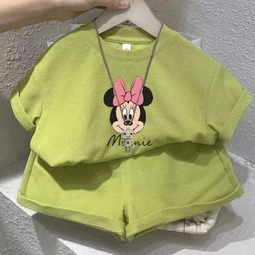 Disney Baby Girls Summer Outfit - Printed T-Shirt  Shorts Set - ZOOMNSTORE