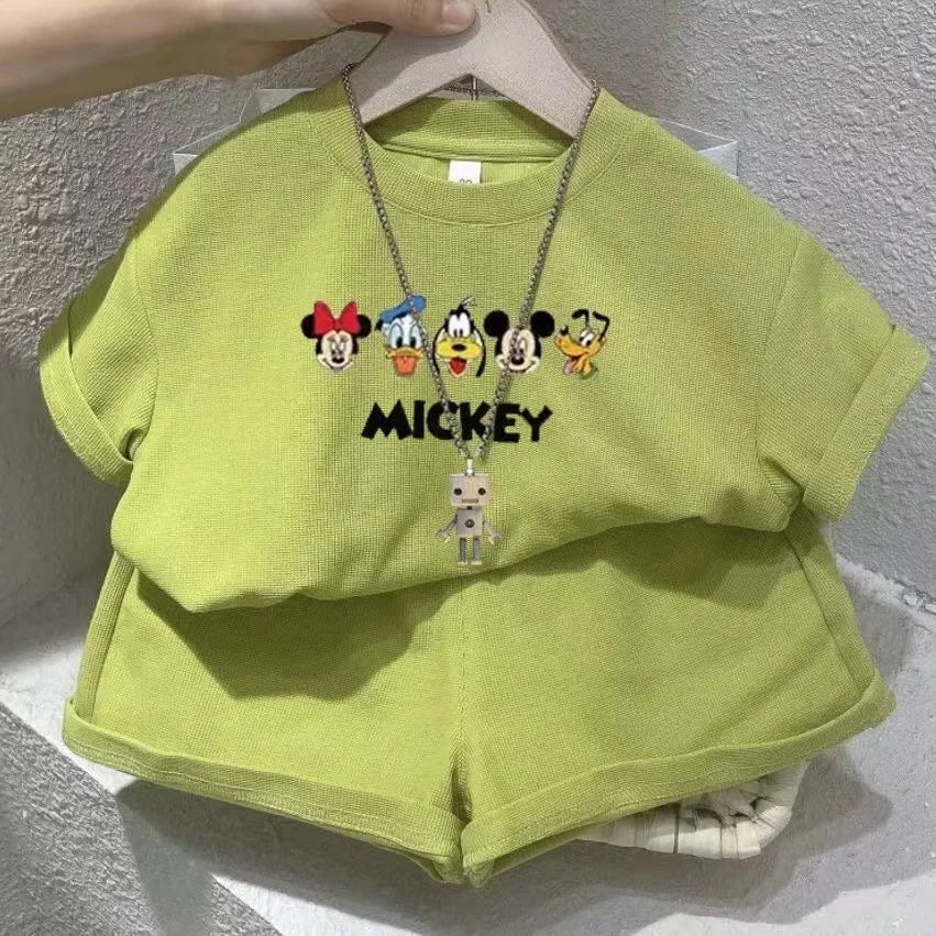 Disney Baby Girls Summer Outfit - Printed T-Shirt  Shorts Set - ZOOMNSTORE