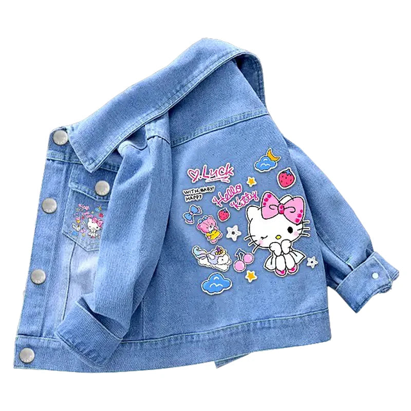 Hello Kitty Denim Jacket for Baby Girls - Spring Autumn Outerwear 2-7 Years - ZOOMNSTORE