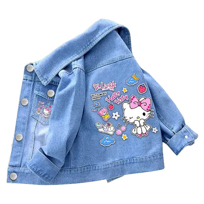 Hello Kitty Denim Jacket for Baby Girls - Spring Autumn Outerwear 2-7 Years - ZOOMNSTORE