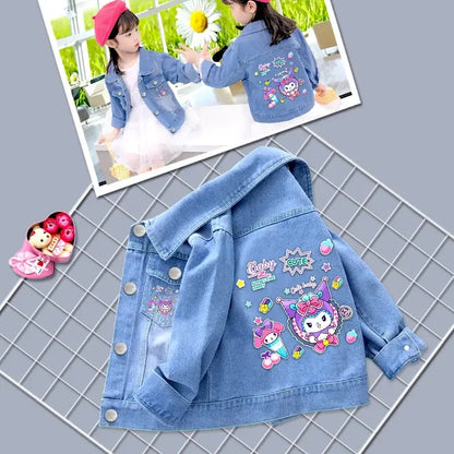 Hello Kitty Denim Jacket for Baby Girls - Spring Autumn Outerwear 2-7 Years - ZOOMNSTORE