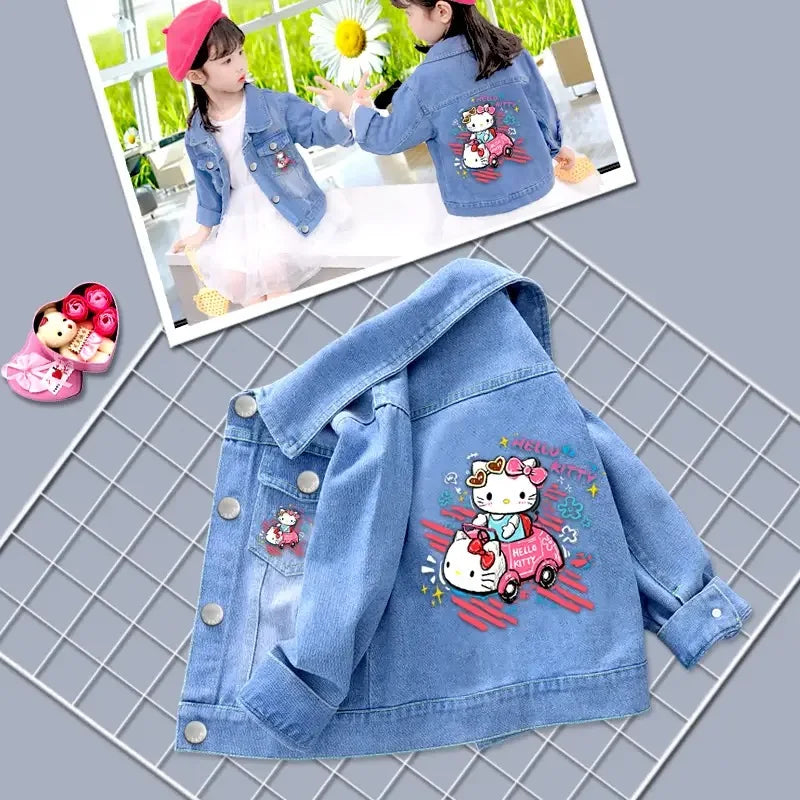 Hello Kitty Denim Jacket for Baby Girls - Spring Autumn Outerwear 2-7 Years - ZOOMNSTORE