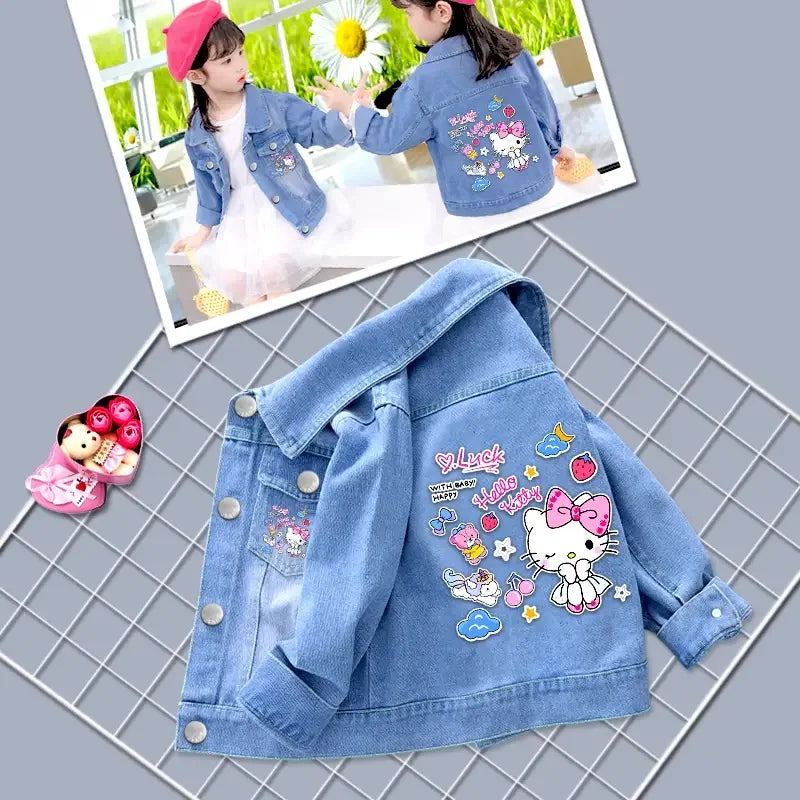 Hello Kitty Denim Jacket for Baby Girls - Spring Autumn Outerwear 2-7 Years - ZOOMNSTORE