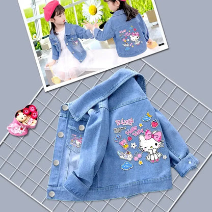 Hello Kitty Denim Jacket for Baby Girls - Spring Autumn Outerwear 2-7 Years - ZOOMNSTORE