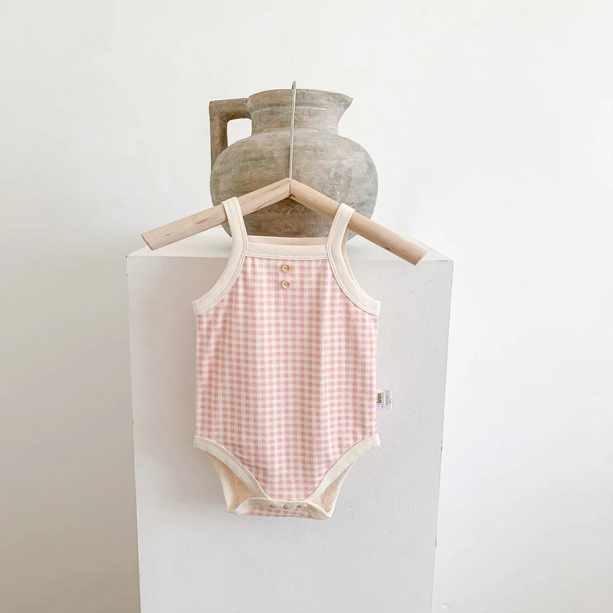 Baby Girls Jumpsuit - Soft Cotton Plaid Sleeveless Summer Romper with Snap Closure - ZOOMNSTORE