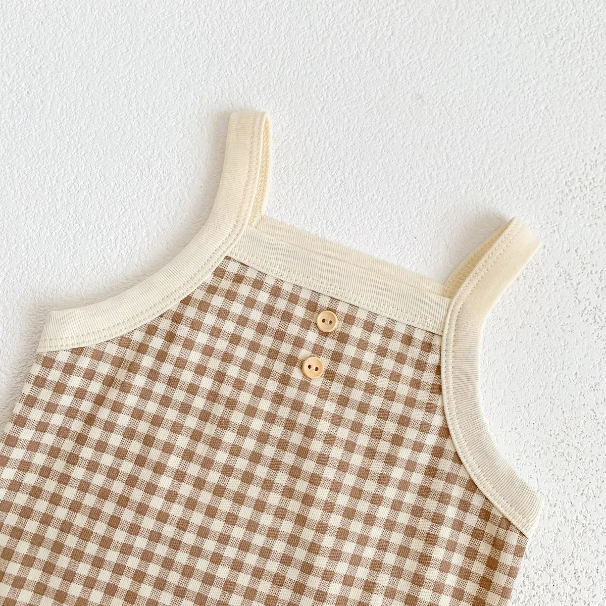 Baby Girls Jumpsuit - Soft Cotton Plaid Sleeveless Summer Romper with Snap Closure - ZOOMNSTORE