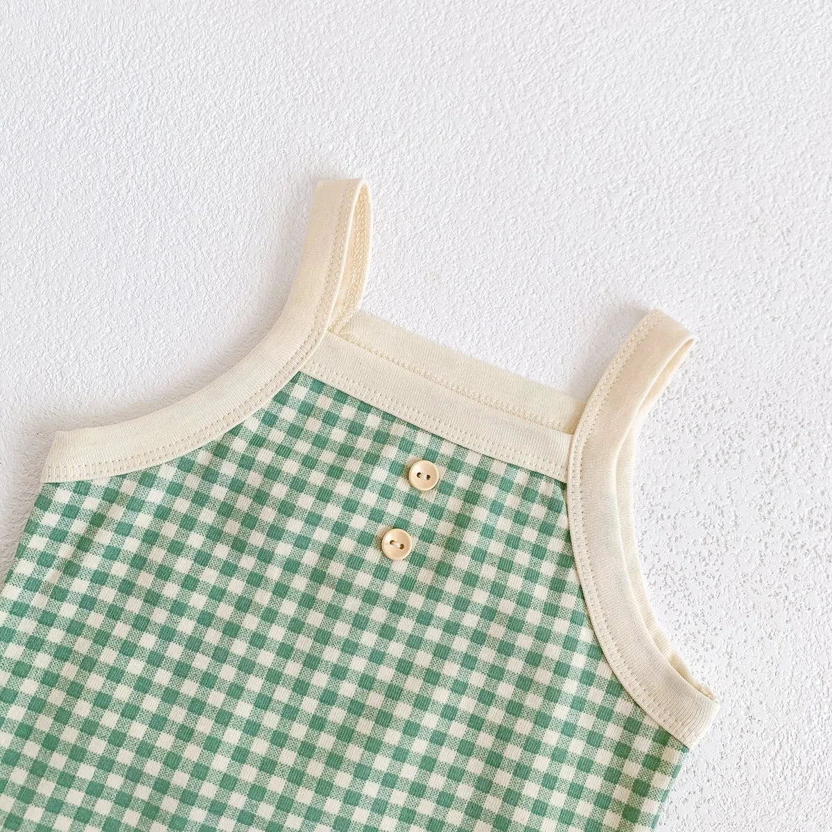 Baby Girls Jumpsuit - Soft Cotton Plaid Sleeveless Summer Romper with Snap Closure - ZOOMNSTORE