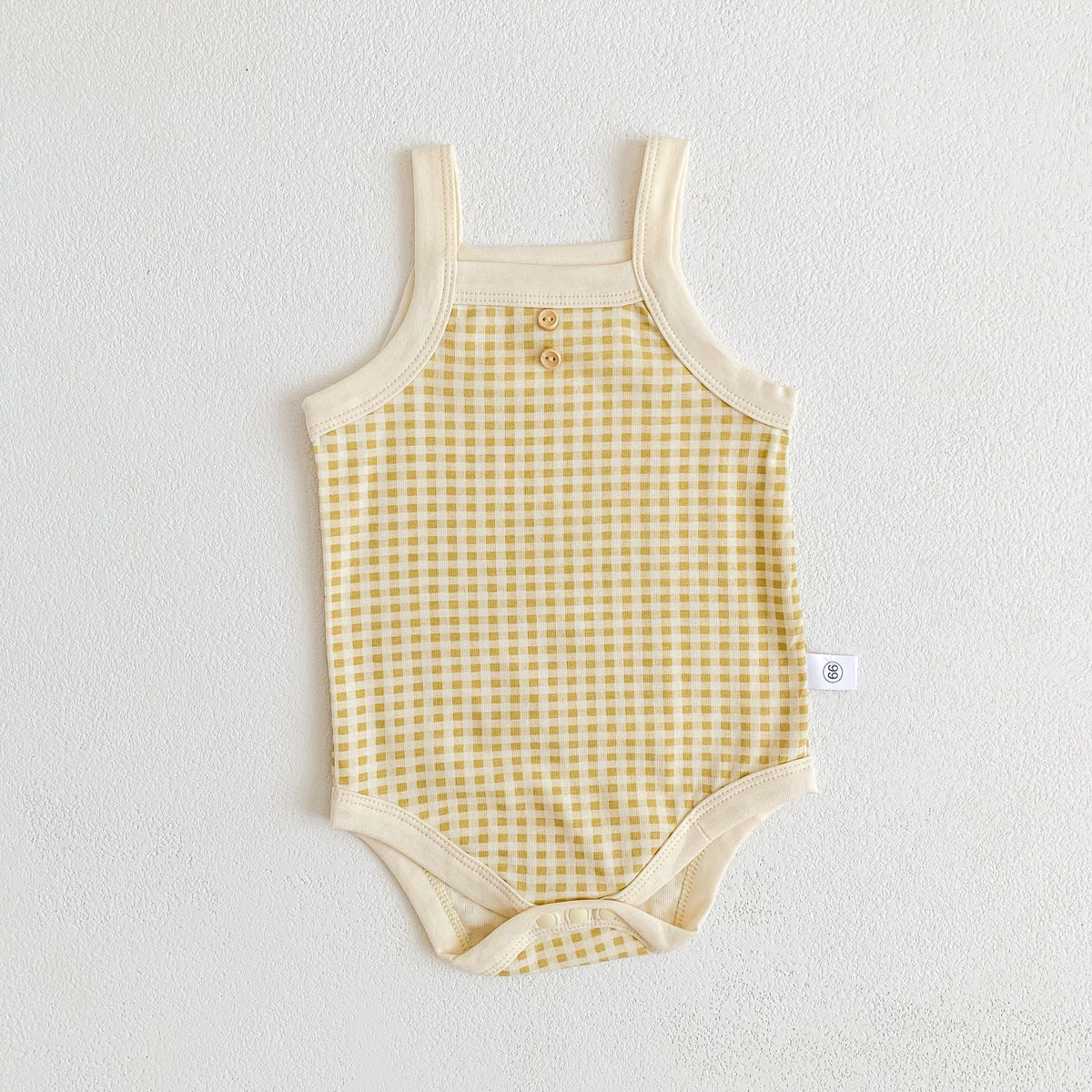Baby Girls Jumpsuit - Soft Cotton Plaid Sleeveless Summer Romper with Snap Closure - ZOOMNSTORE