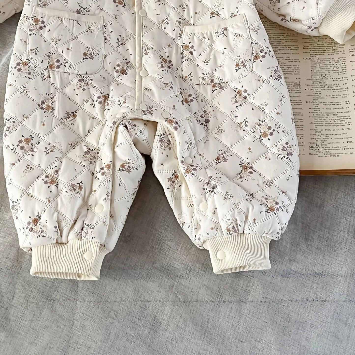 Baby Girls Romper Newborn Floral Infant Onepiece | Warm Winter Baby Outfit Cotton Spandex Hat - ZOOMNSTORE