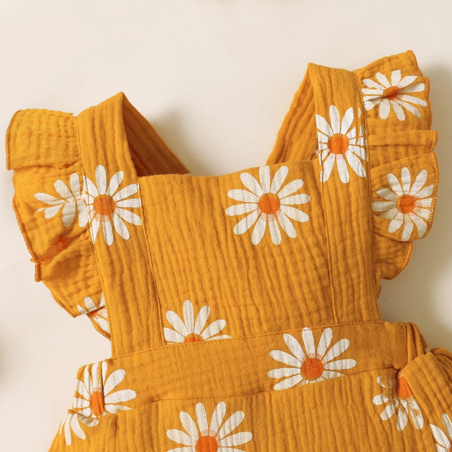 Baby Girls Romper - Summer Newborn 0-18 Month Sunflower Print Sleeveless Onepiece - ZOOMNSTORE