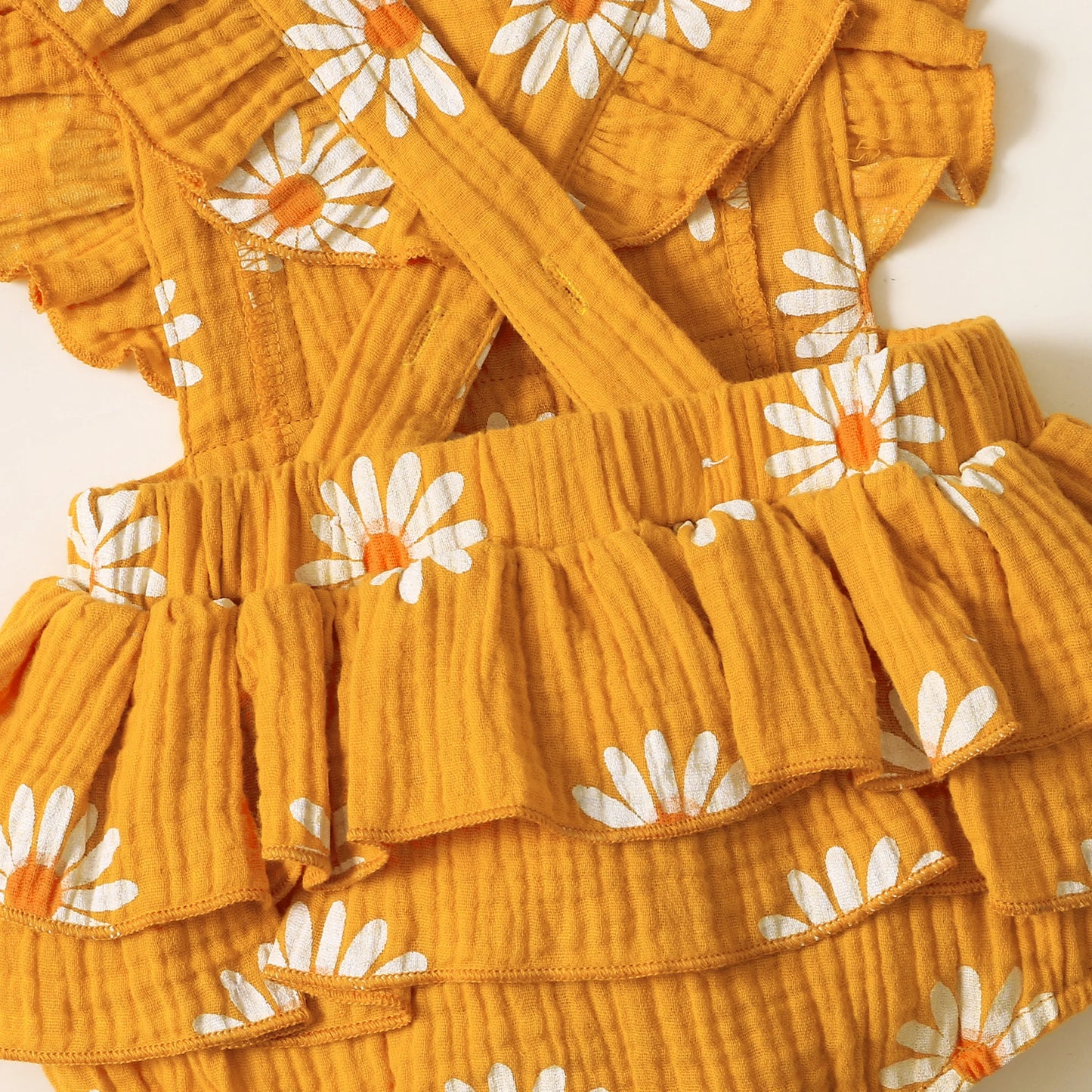 Baby Girls Romper - Summer Newborn 0-18 Month Sunflower Print Sleeveless Onepiece - ZOOMNSTORE