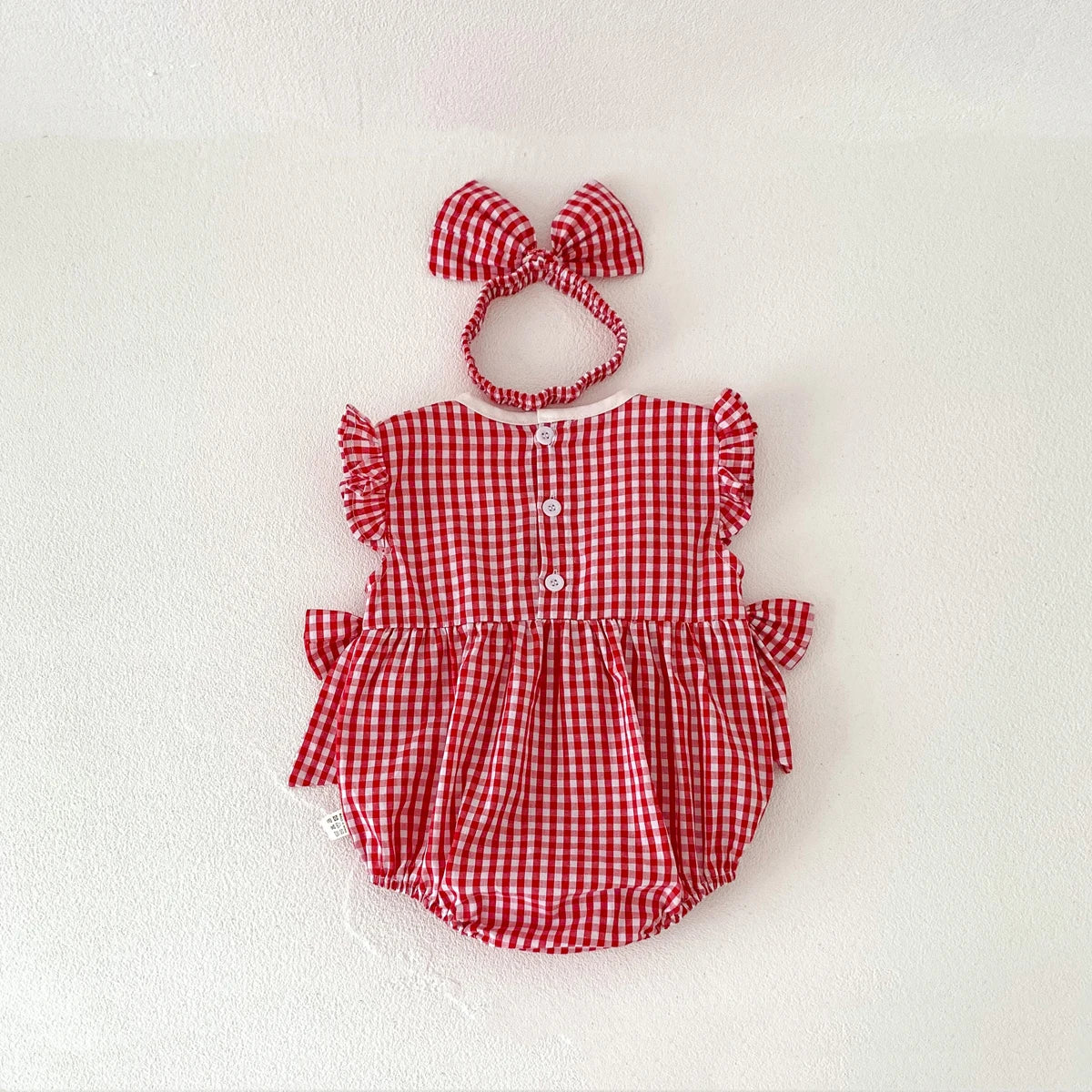 Baby Girls Romper - Summer Plaid Strawberry Embroidery Sleeveless Cotton Bodysuit - ZOOMNSTORE