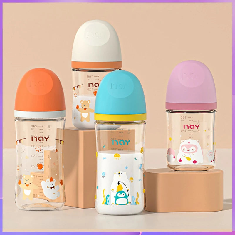 Baby Glass Bottle - Newborn Feeding Bottle 160ml Wide Mouth Silicone Nipple - ZOOMNSTORE