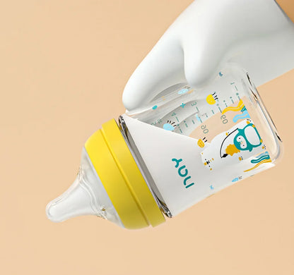 Baby Glass Bottle - Newborn Feeding Bottle 160ml Wide Mouth Silicone Nipple - ZOOMNSTORE