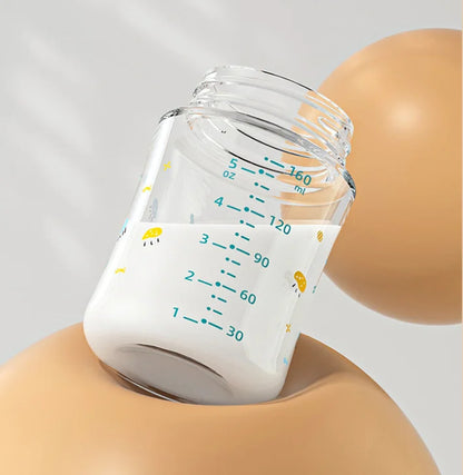 Baby Glass Bottle - Newborn Feeding Bottle 160ml Wide Mouth Silicone Nipple - ZOOMNSTORE
