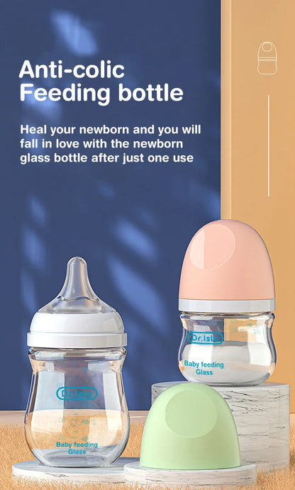 Baby Glass Bottle - Newborn Feeding Bottle 90ML & 160ML BPA Free Wide Mouth - ZOOMNSTORE