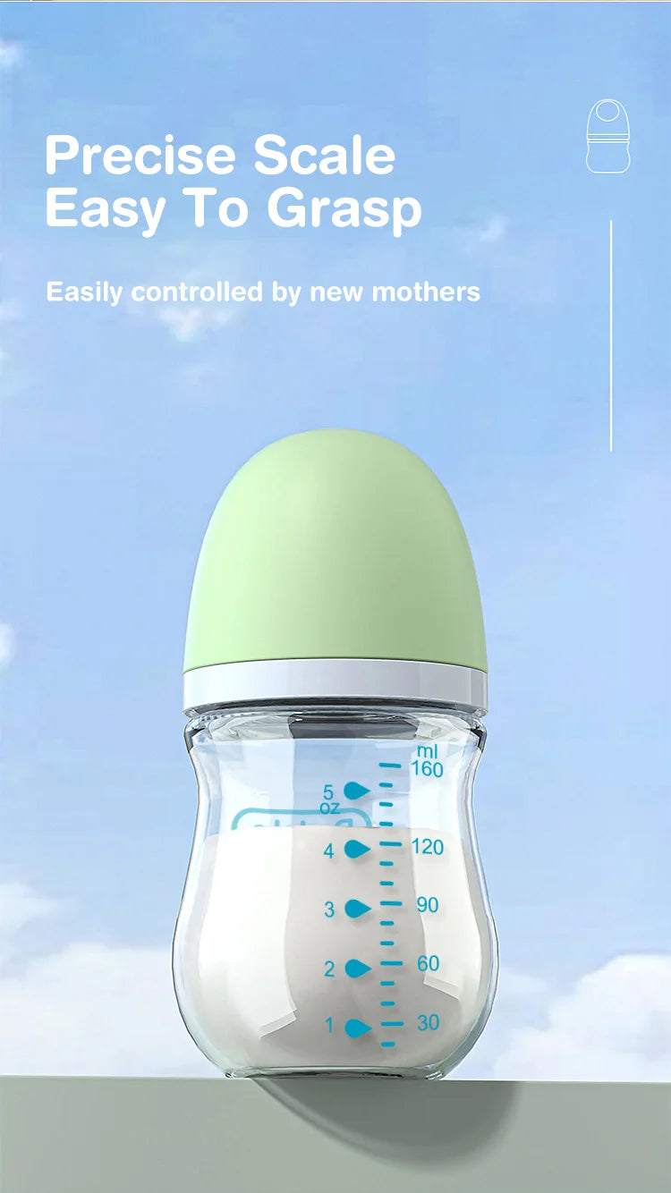 Baby Glass Bottle - Newborn Feeding Bottle 90ML & 160ML BPA Free Wide Mouth - ZOOMNSTORE