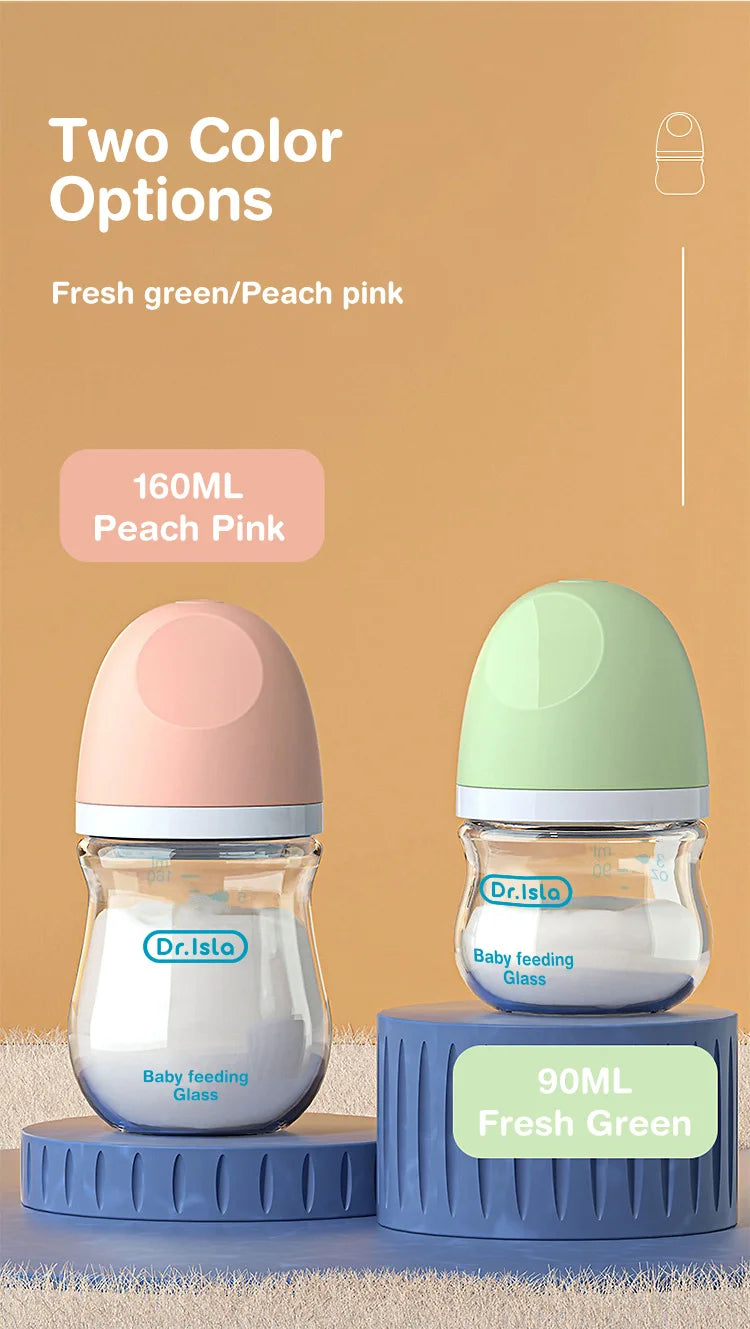 Baby Glass Bottle - Newborn Feeding Bottle 90ML & 160ML BPA Free Wide Mouth - ZOOMNSTORE