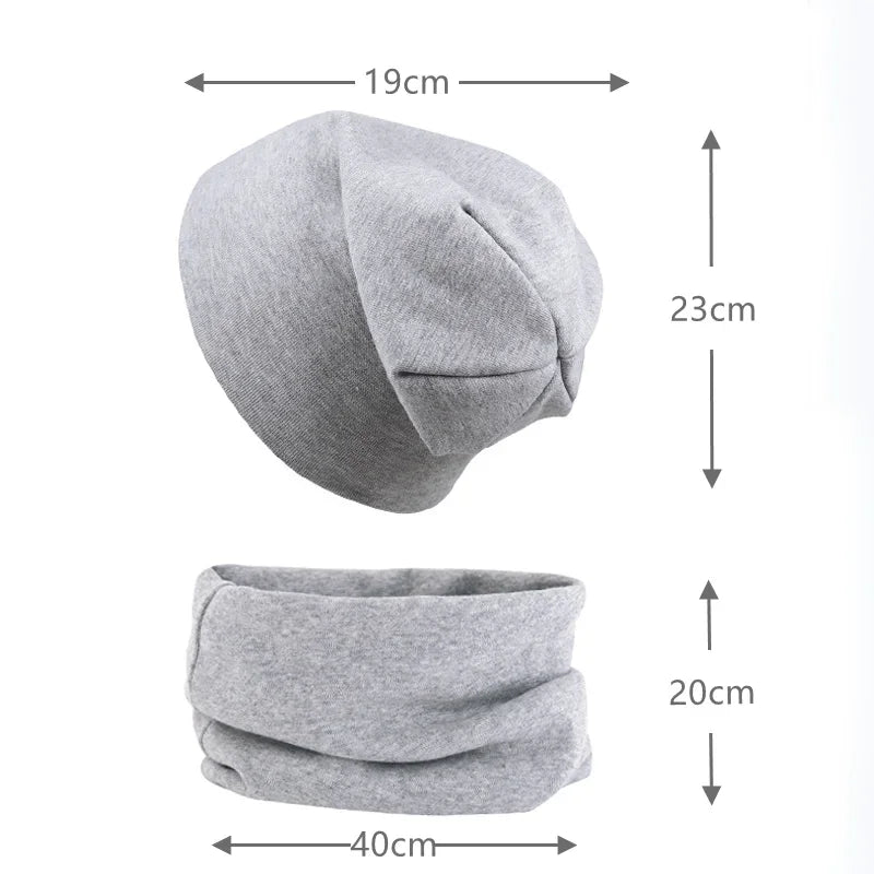 2pcs New Baby Hat Scarf Set Boys Girls Hip Hop Cap Autumn Winter Soft Elastic Beanie Hats Cotton Newborn Bonnet Warm Accessories - ZOOMNSTORE