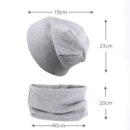 2pcs New Baby Hat Scarf Set Boys Girls Hip Hop Cap Autumn Winter Soft Elastic Beanie Hats Cotton Newborn Bonnet Warm Accessories - ZOOMNSTORE