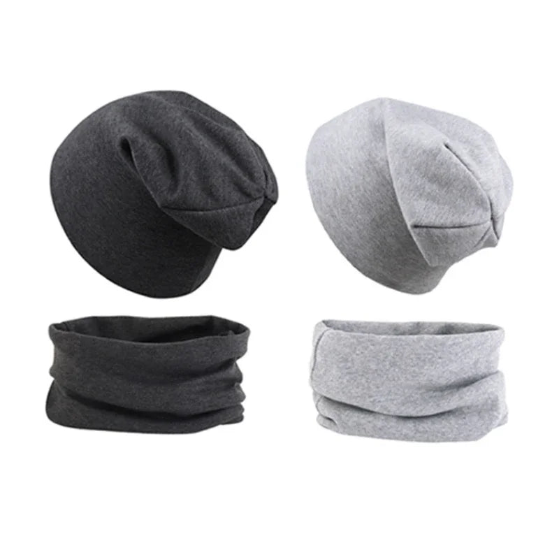 2pcs New Baby Hat Scarf Set Boys Girls Hip Hop Cap Autumn Winter Soft Elastic Beanie Hats Cotton Newborn Bonnet Warm Accessories - ZOOMNSTORE