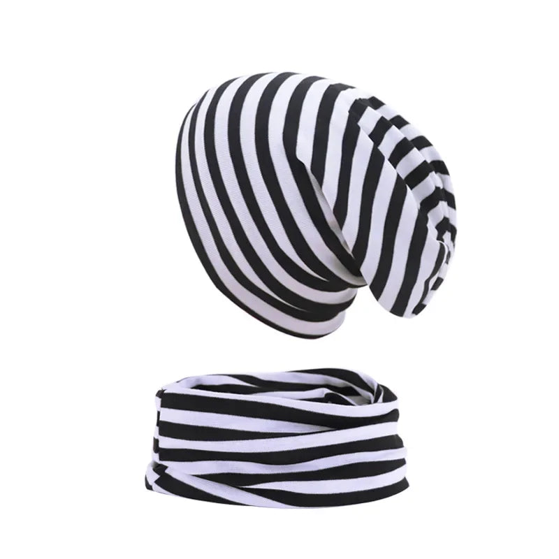 2pcs New Baby Hat Scarf Set Boys Girls Hip Hop Cap Autumn Winter Soft Elastic Beanie Hats Cotton Newborn Bonnet Warm Accessories - ZOOMNSTORE