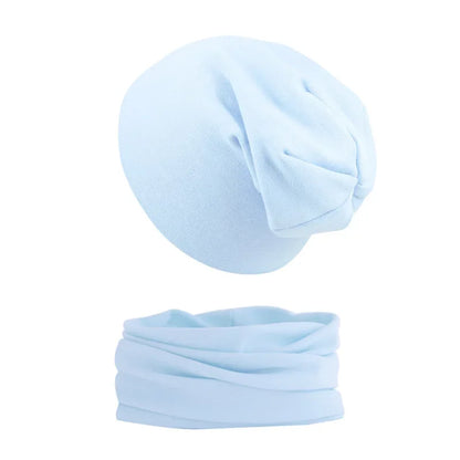 2pcs New Baby Hat Scarf Set Boys Girls Hip Hop Cap Autumn Winter Soft Elastic Beanie Hats Cotton Newborn Bonnet Warm Accessories - ZOOMNSTORE
