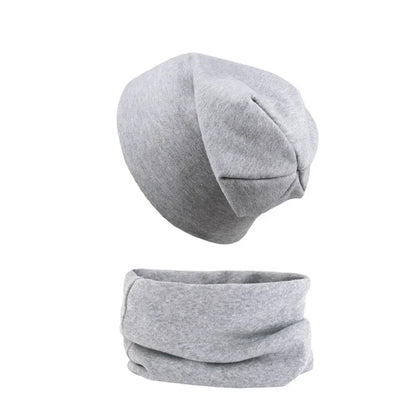 2pcs New Baby Hat Scarf Set Boys Girls Hip Hop Cap Autumn Winter Soft Elastic Beanie Hats Cotton Newborn Bonnet Warm Accessories - ZOOMNSTORE