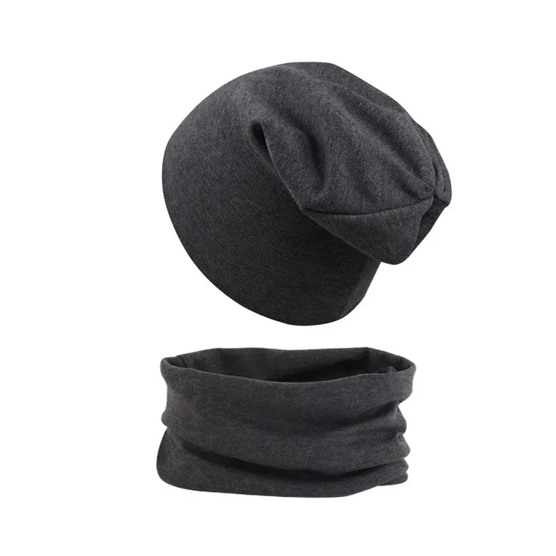 2pcs New Baby Hat Scarf Set Boys Girls Hip Hop Cap Autumn Winter Soft Elastic Beanie Hats Cotton Newborn Bonnet Warm Accessories - ZOOMNSTORE