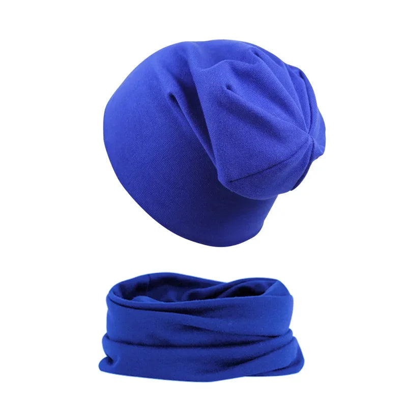 2pcs New Baby Hat Scarf Set Boys Girls Hip Hop Cap Autumn Winter Soft Elastic Beanie Hats Cotton Newborn Bonnet Warm Accessories - ZOOMNSTORE