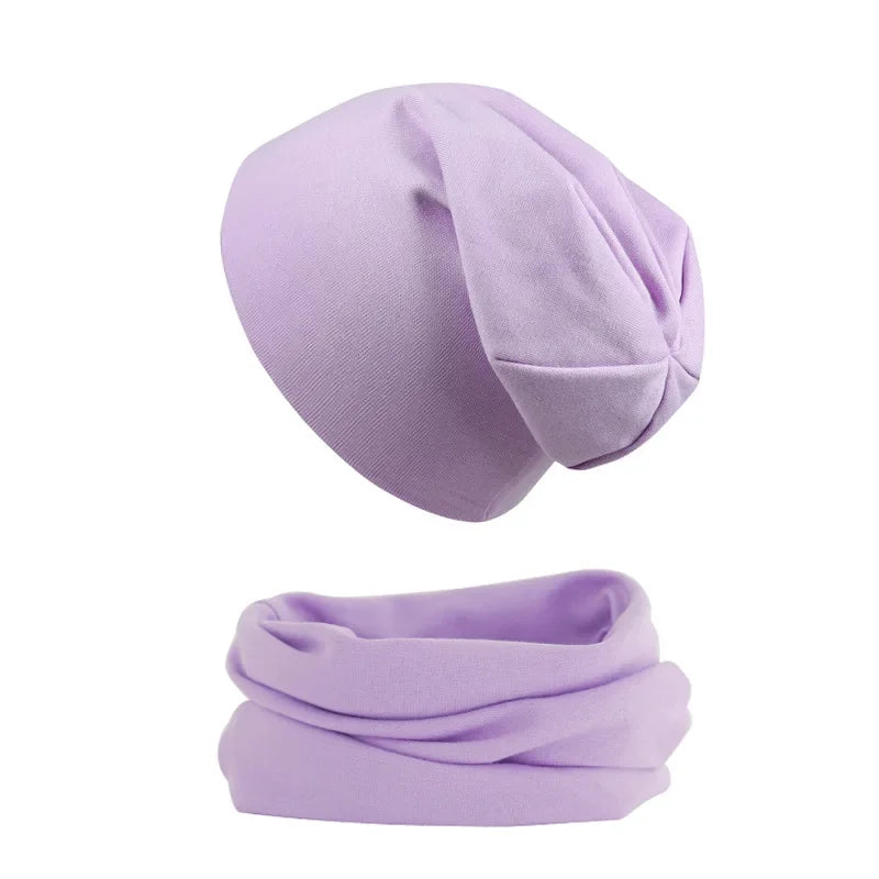 2pcs New Baby Hat Scarf Set Boys Girls Hip Hop Cap Autumn Winter Soft Elastic Beanie Hats Cotton Newborn Bonnet Warm Accessories - ZOOMNSTORE