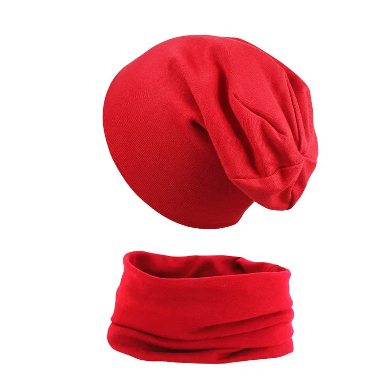 2pcs New Baby Hat Scarf Set Boys Girls Hip Hop Cap Autumn Winter Soft Elastic Beanie Hats Cotton Newborn Bonnet Warm Accessories - ZOOMNSTORE
