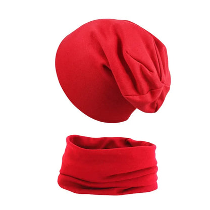 2pcs New Baby Hat Scarf Set Boys Girls Hip Hop Cap Autumn Winter Soft Elastic Beanie Hats Cotton Newborn Bonnet Warm Accessories - ZOOMNSTORE