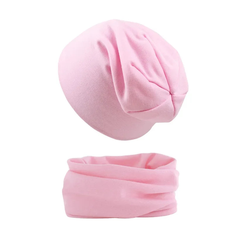 2pcs New Baby Hat Scarf Set Boys Girls Hip Hop Cap Autumn Winter Soft Elastic Beanie Hats Cotton Newborn Bonnet Warm Accessories - ZOOMNSTORE