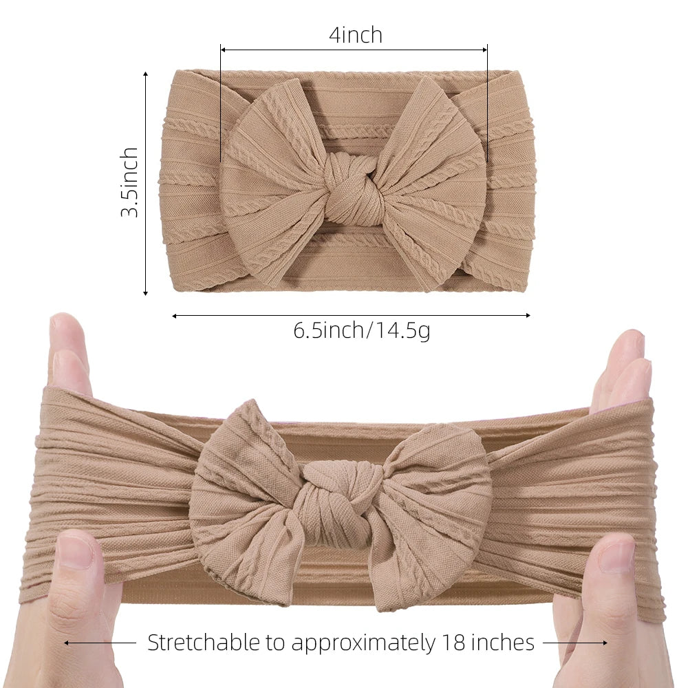 3Pcs Solid Color Baby Headband Bow Children Hair Band Elastic Nylon Newborn Headbands Soft Turban Headwrap Kid Hair Accessories - ZOOMNSTORE