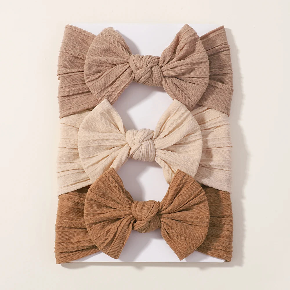 3Pcs Solid Color Baby Headband Bow Children Hair Band Elastic Nylon Newborn Headbands Soft Turban Headwrap Kid Hair Accessories - ZOOMNSTORE