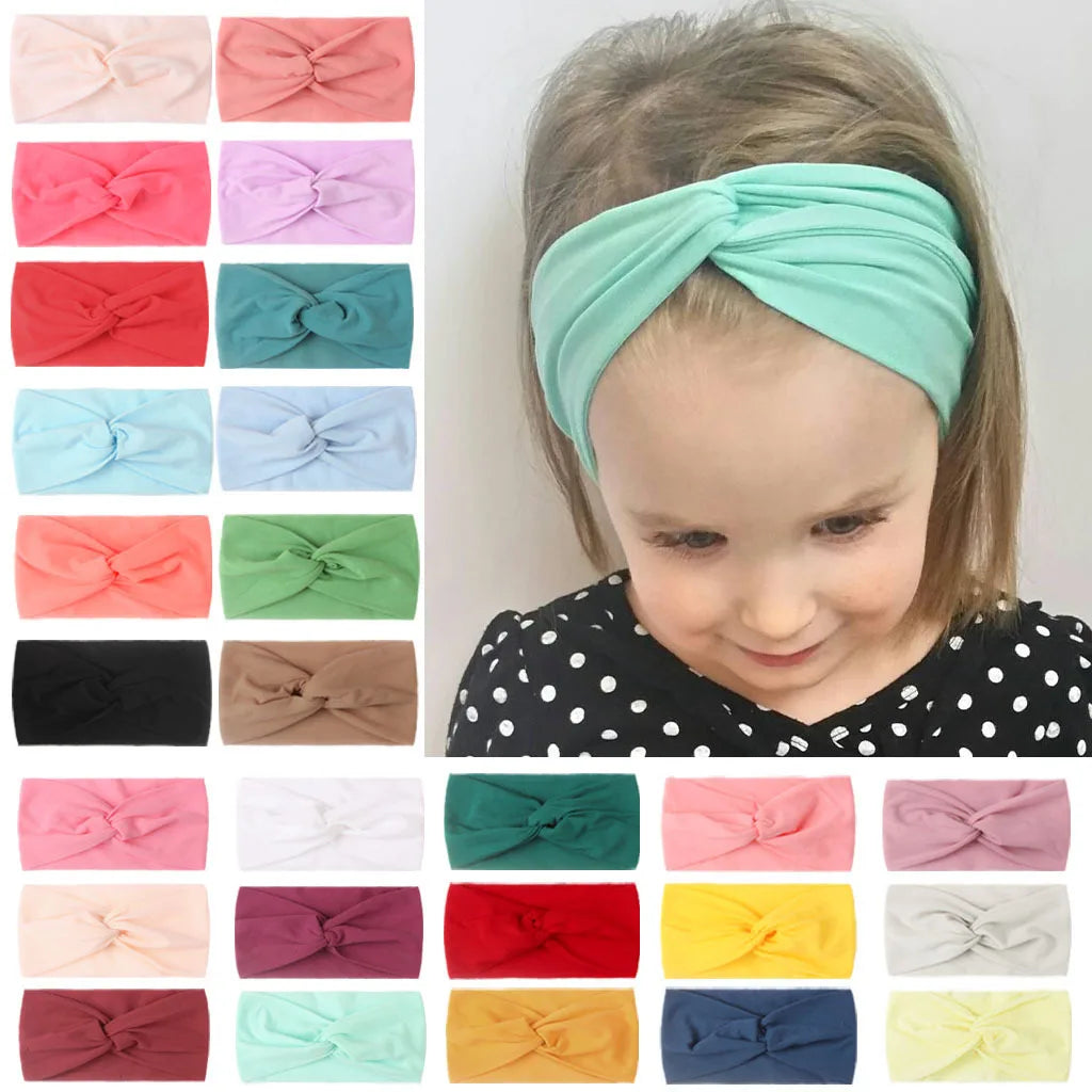 1 PCS Spring Summer Candy Color Baby Headband Girls Twisted Knotted Soft Elastic Baby Girl Headbands Hair Accessories - ZOOMNSTORE