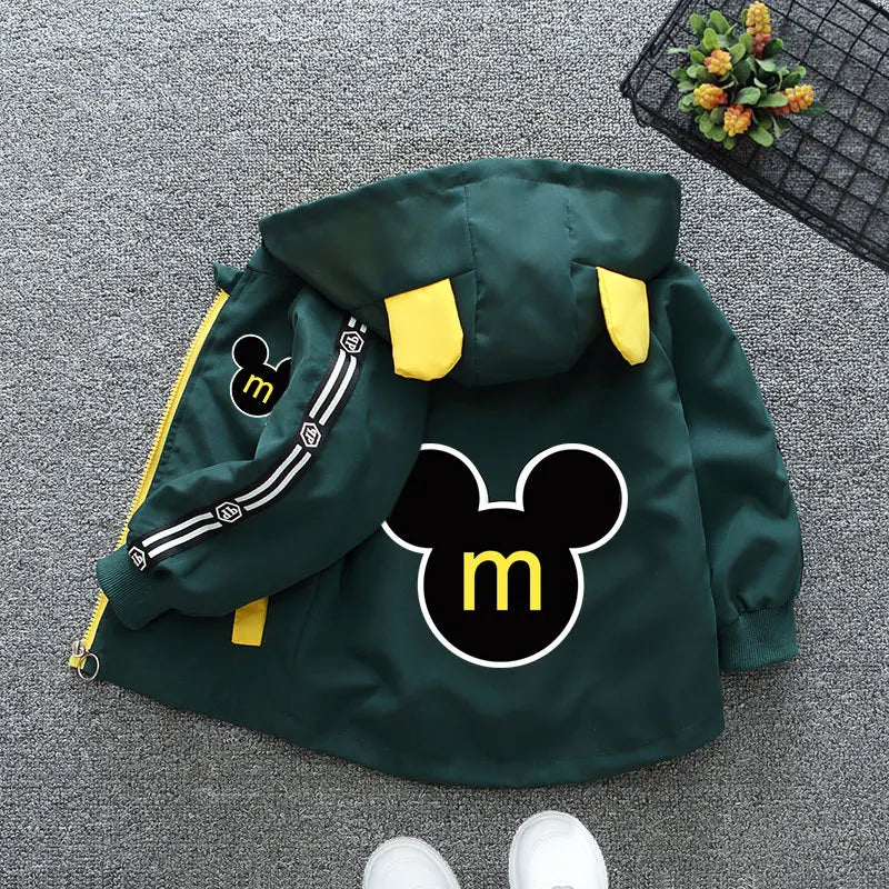 Mickey Mouse Hooded Jacket - Baby Boys  Girls Cartoon Zipper Coat - ZOOMNSTORE