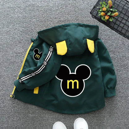 Mickey Mouse Hooded Jacket - Baby Boys  Girls Cartoon Zipper Coat - ZOOMNSTORE