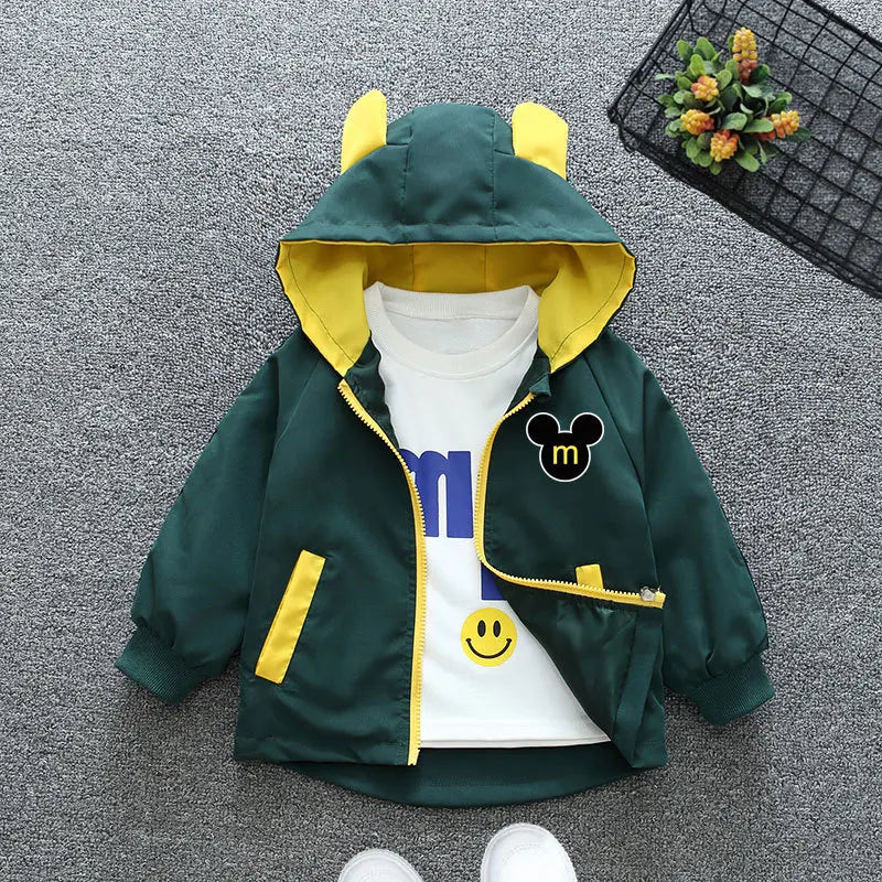 Mickey Mouse Hooded Jacket - Baby Boys  Girls Cartoon Zipper Coat - ZOOMNSTORE