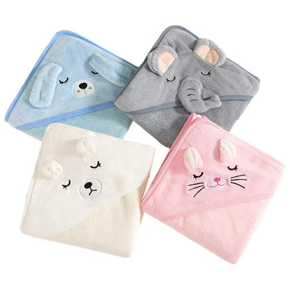 Cartoon Animal Baby Bath Towels Soft Newborn Hooded Towel Blanket Toddler Bathrobe Warm Sleeping Swaddle Wrap for Boys Girls - ZOOMNSTORE