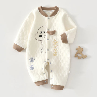 Baby Jumpsuit Autumn - Thick Cotton Romper With Three-Layer Warm Infant Outfit 0-18 Months - ZOOMNSTORE