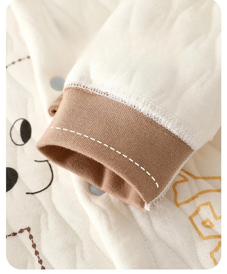 Baby Jumpsuit Autumn - Thick Cotton Romper With Three-Layer Warm Infant Outfit 0-18 Months - ZOOMNSTORE