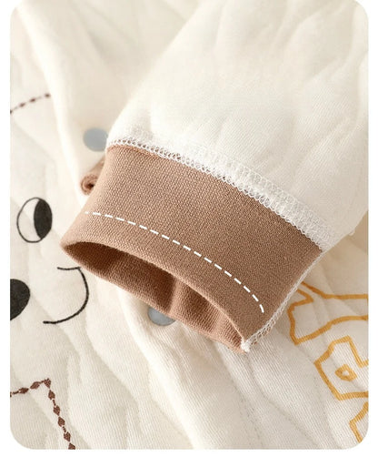 Baby Jumpsuit Autumn - Thick Cotton Romper With Three-Layer Warm Infant Outfit 0-18 Months - ZOOMNSTORE